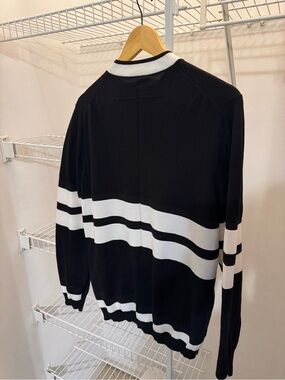 Givenchy Men Lightweight Black and White Striped Crewneck Sweater Medium